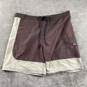 Cherokee Swim‎ Trunks Men Size XL Mesh Lined Brown Off-white